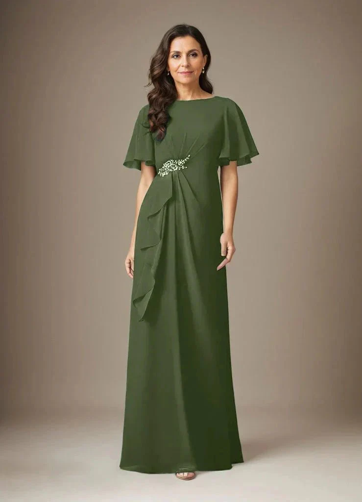 Dark Navy Sheath Beaded Chiffon Dress - Image 25