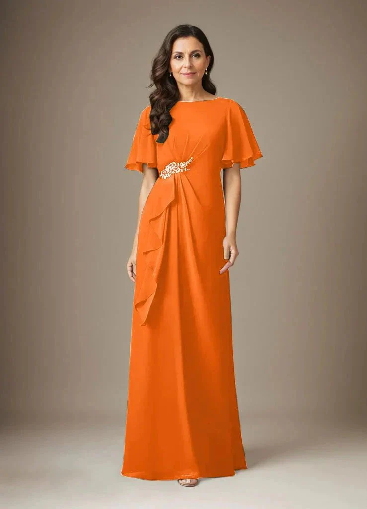 Dark Navy Sheath Beaded Chiffon Dress - Image 26
