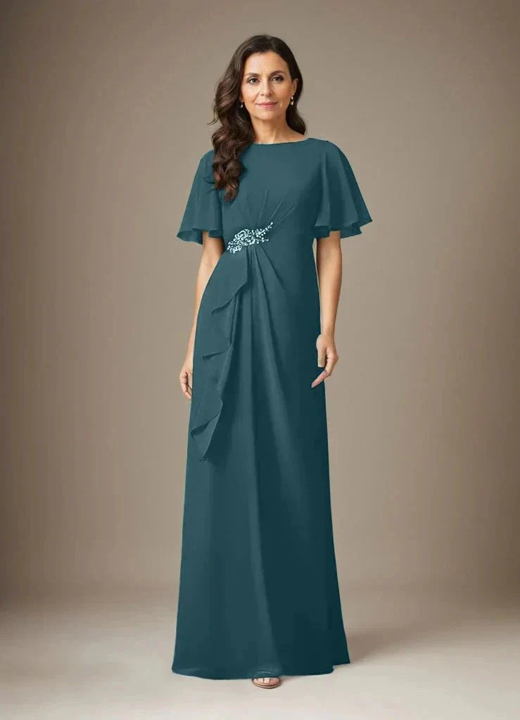 Dark Navy Sheath Beaded Chiffon Dress - Image 27