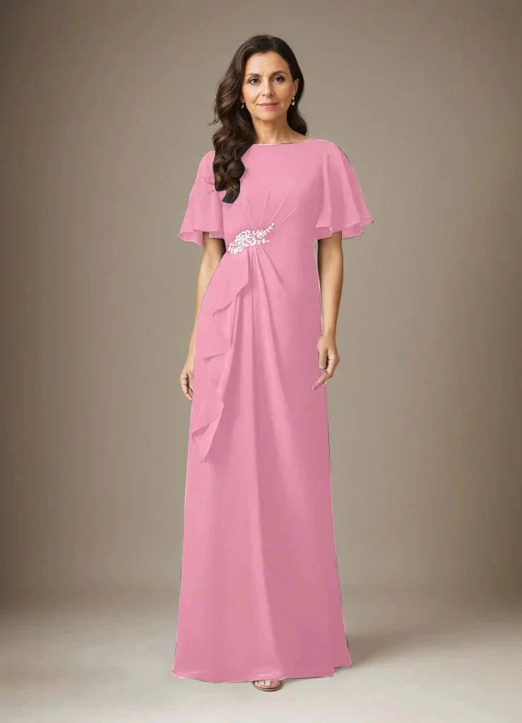 Dark Navy Sheath Beaded Chiffon Dress - Image 28