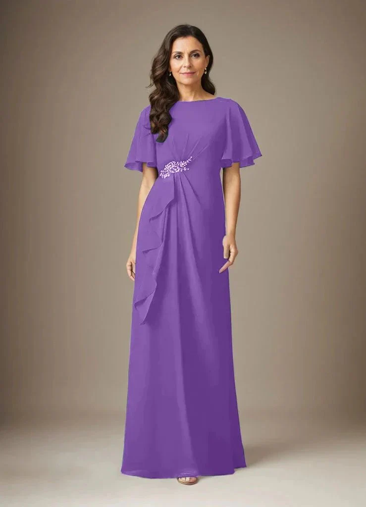 Dark Navy Sheath Beaded Chiffon Dress - Image 29