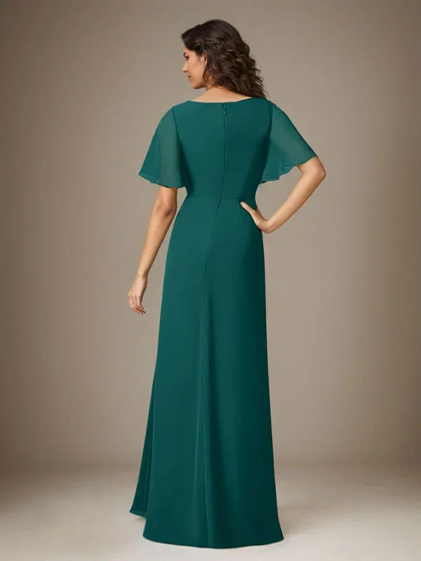 Dark Navy Sheath Beaded Chiffon Dress - Image 3