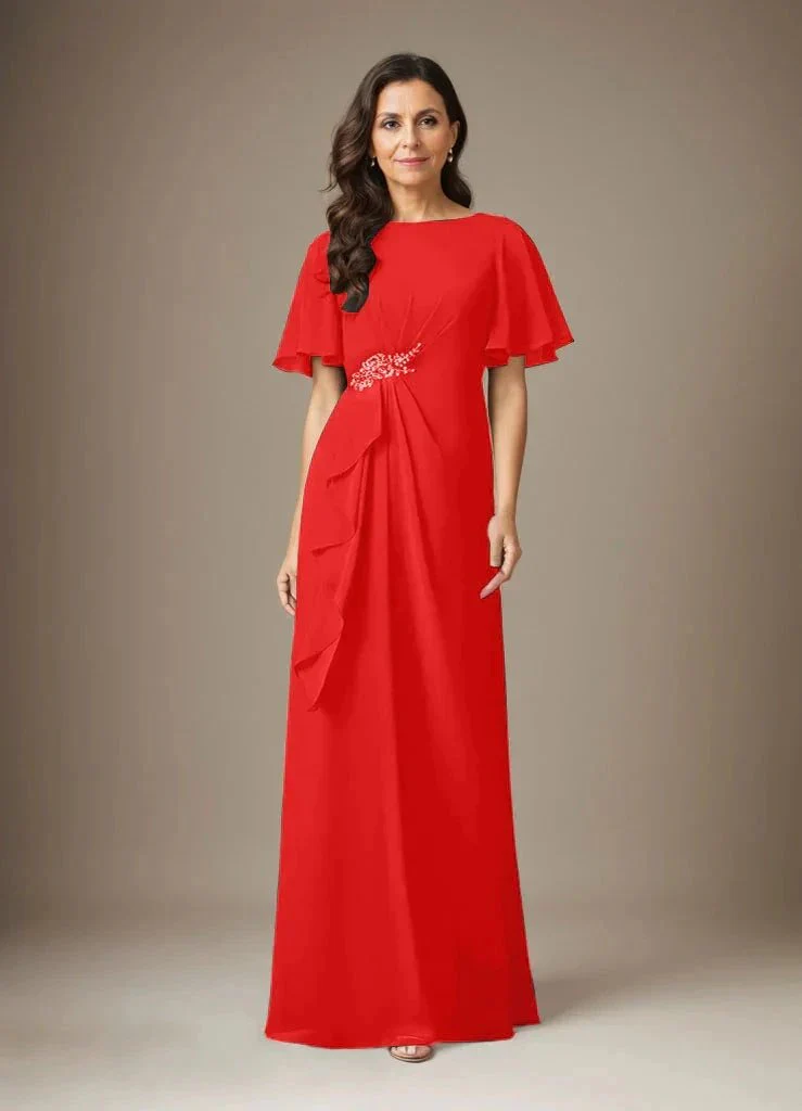 Dark Navy Sheath Beaded Chiffon Dress - Image 30