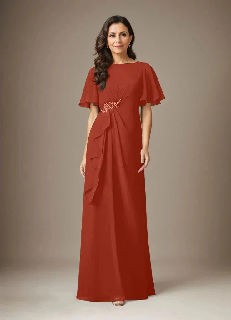 Dark Navy Sheath Beaded Chiffon Dress - Image 32