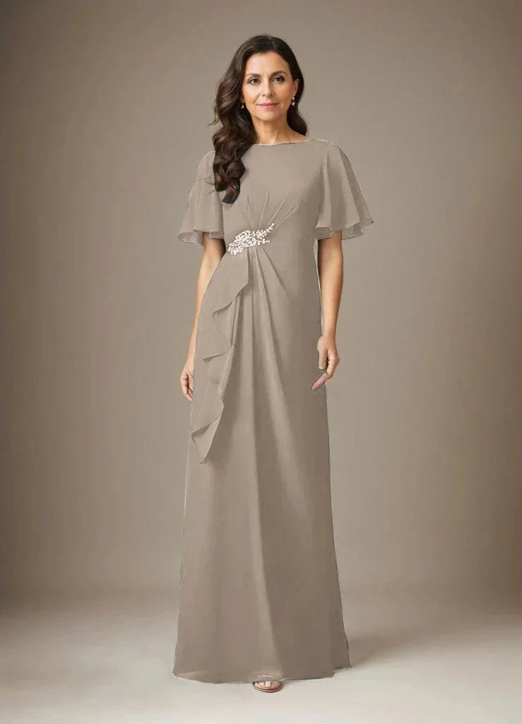 Dark Navy Sheath Beaded Chiffon Dress - Image 34
