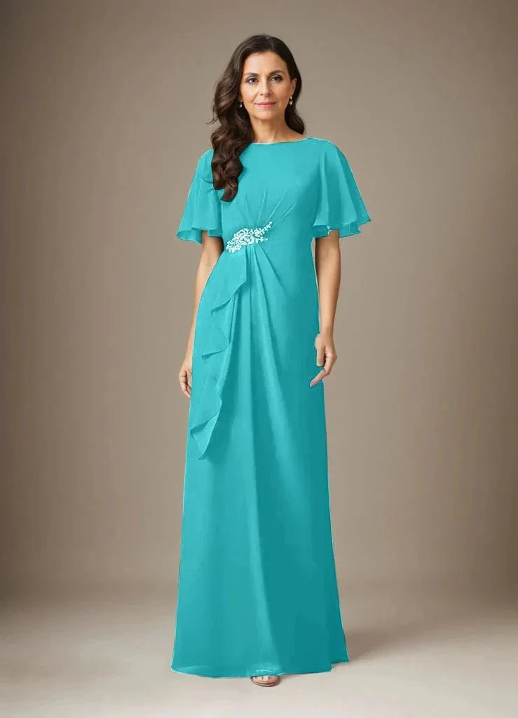 Dark Navy Sheath Beaded Chiffon Dress - Image 36