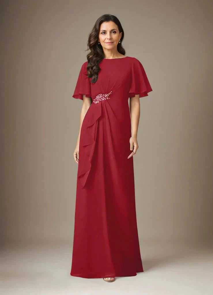 Dark Navy Sheath Beaded Chiffon Dress - Image 38