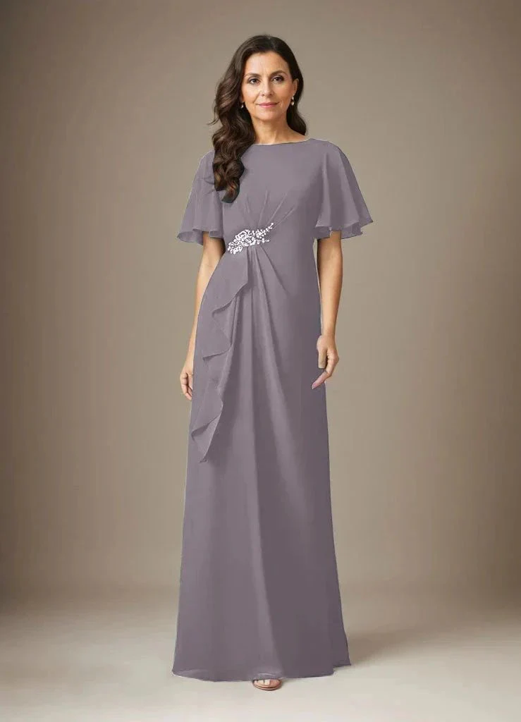 Dark Navy Sheath Beaded Chiffon Dress - Image 39