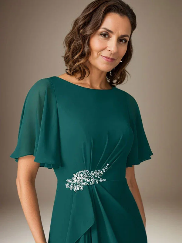 Dark Navy Sheath Beaded Chiffon Dress - Image 4