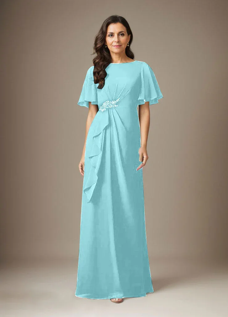 Dark Navy Sheath Beaded Chiffon Dress - Image 6