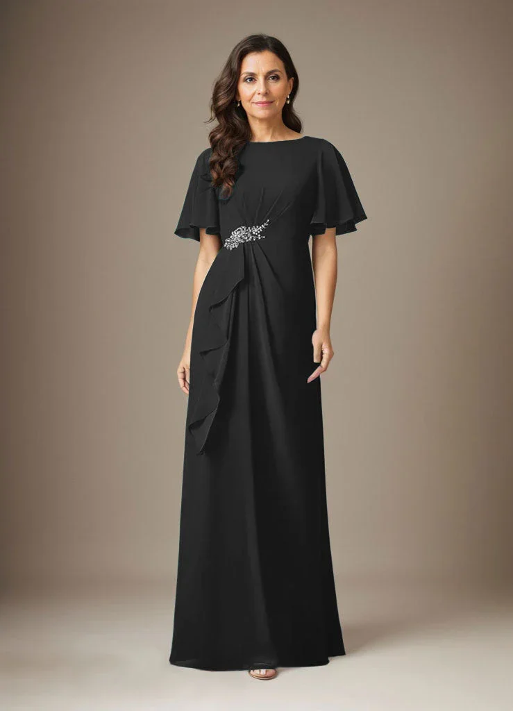 Dark Navy Sheath Beaded Chiffon Dress - Image 7