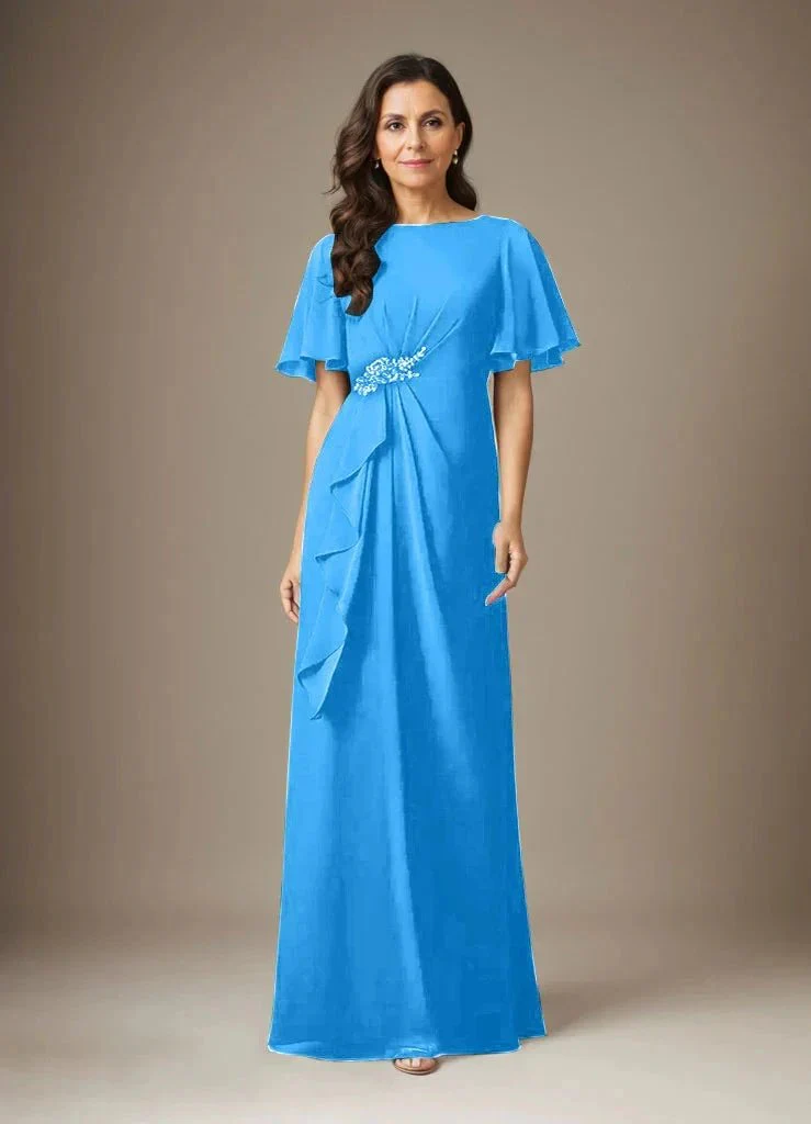 Dark Navy Sheath Beaded Chiffon Dress - Image 8