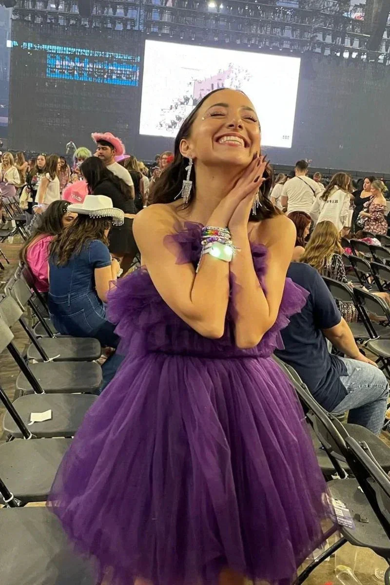 Dark Purple A-line Tulle Homecoming Dress Y2605 - Image 2