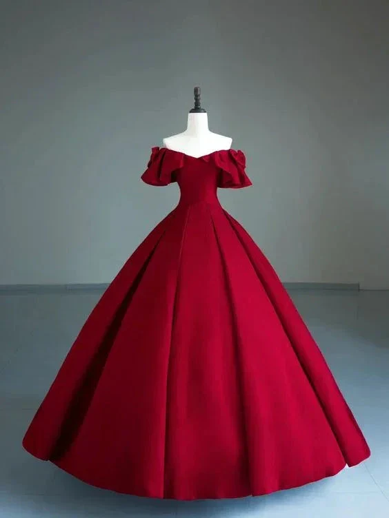 Dark Red Off The Shoulder Ball Gown,Sweet 15 Dress Y6962 - Image 2