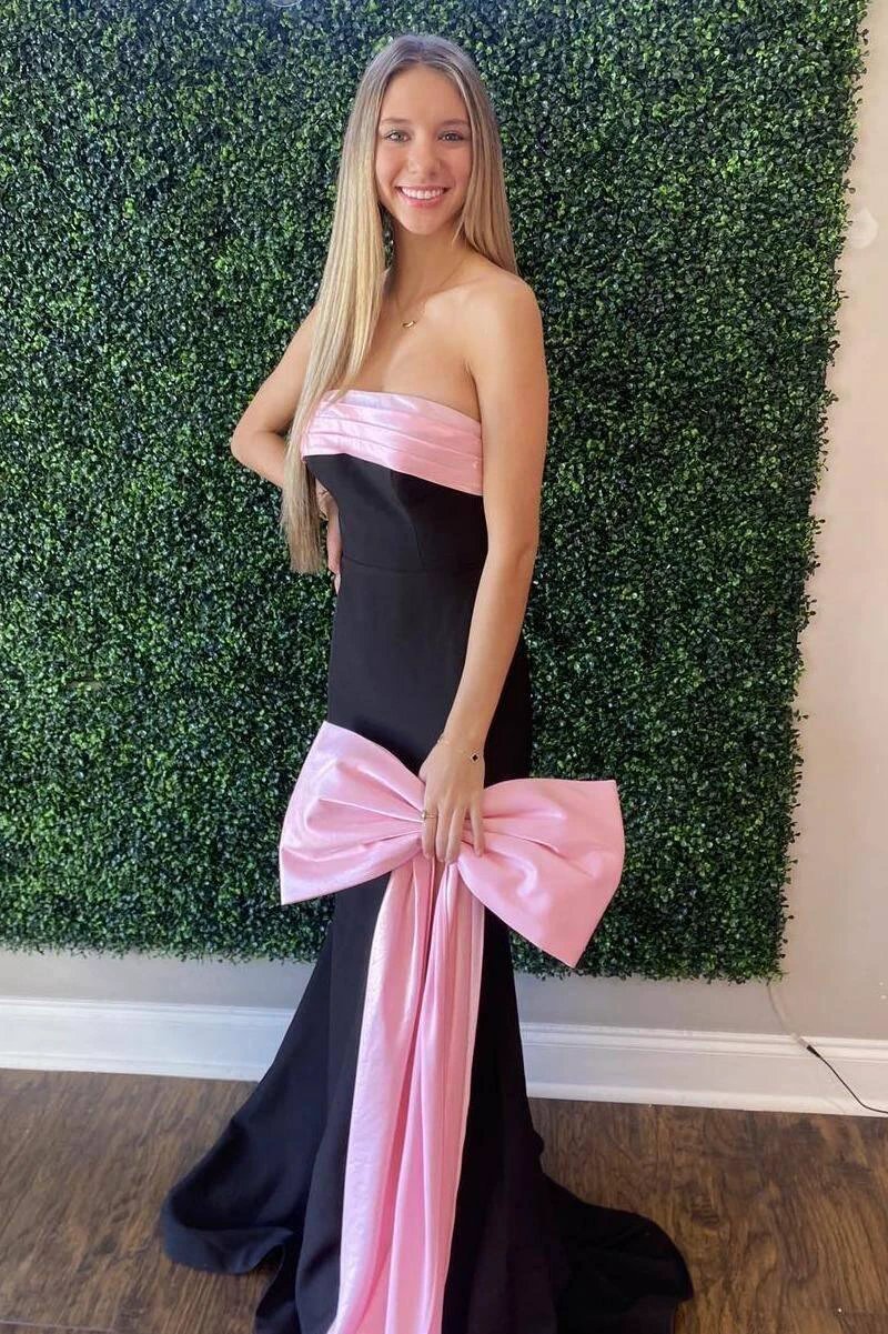 Darlene | Strapless Mermaid Sheath Long Prom Dress with Side Bow - Image 2