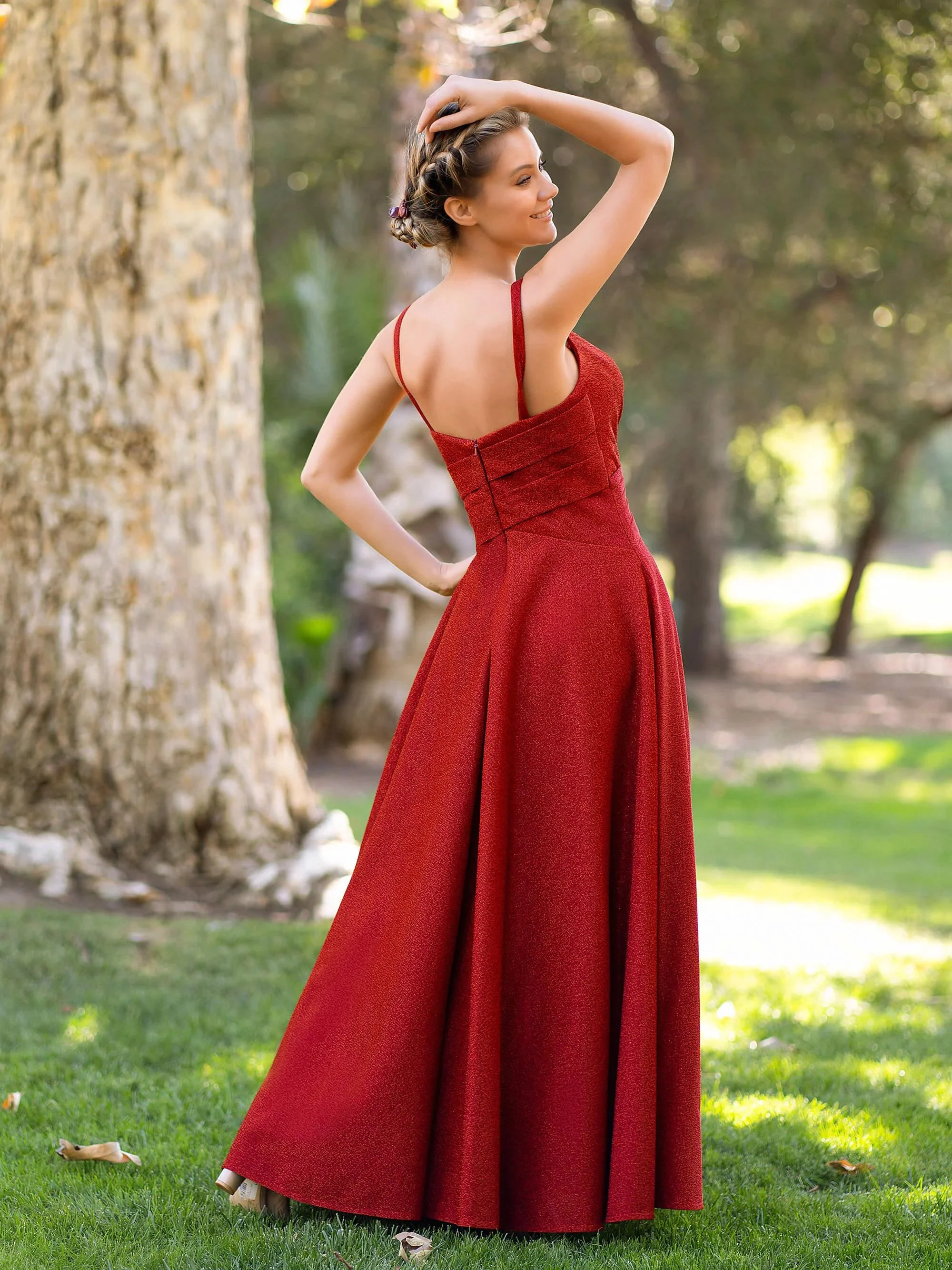 Deep V-neck A-line Floor Length Dress - Image 2