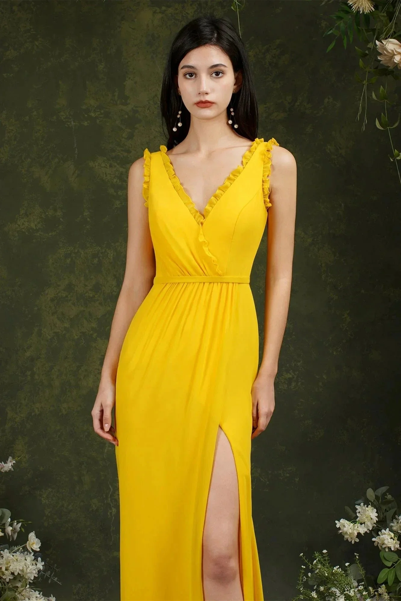 Deep V neck Sleeveless Split Front Floor-Length Prom dress - Image 10