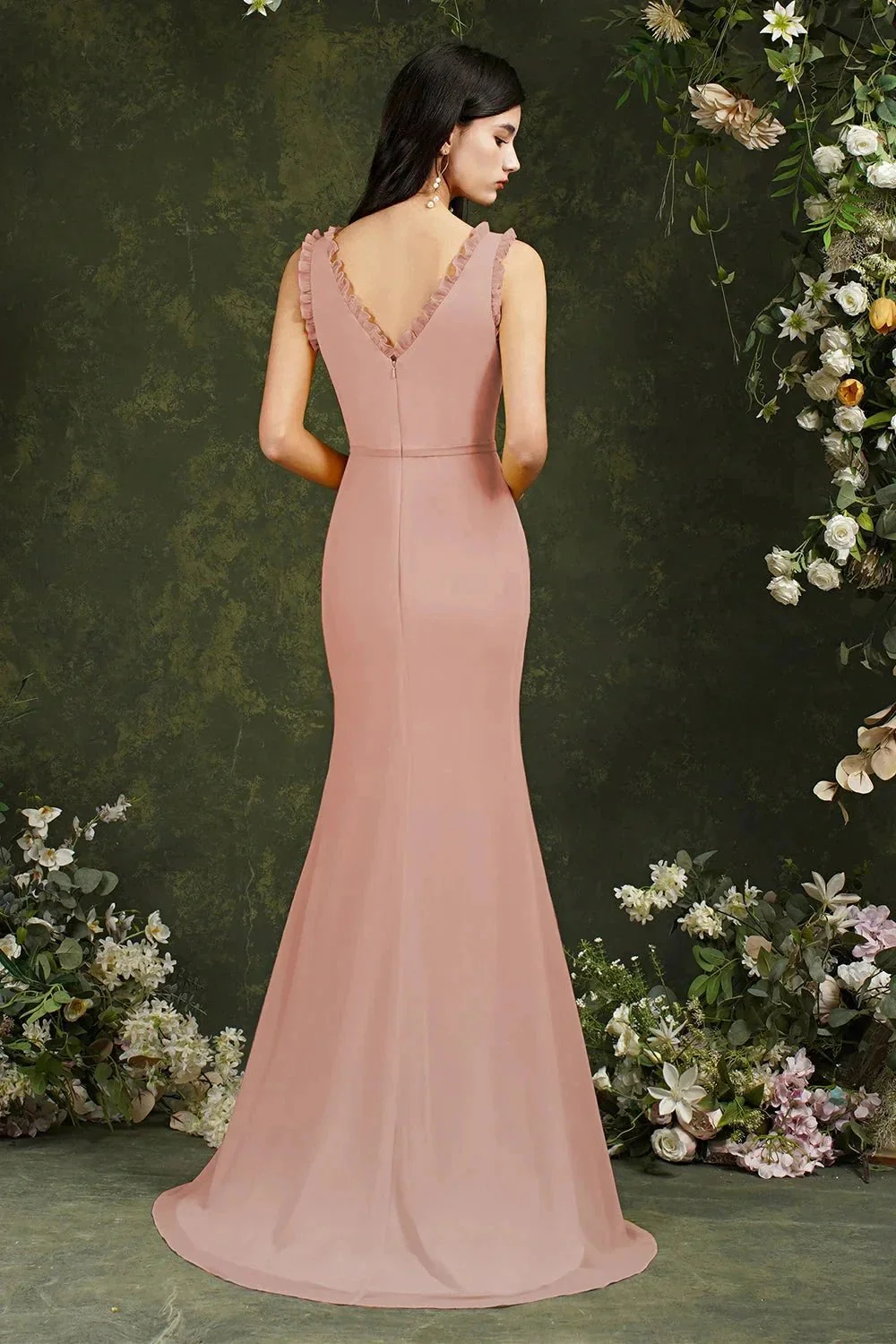 Deep V neck Sleeveless Split Front Floor-Length Prom dress - Image 2