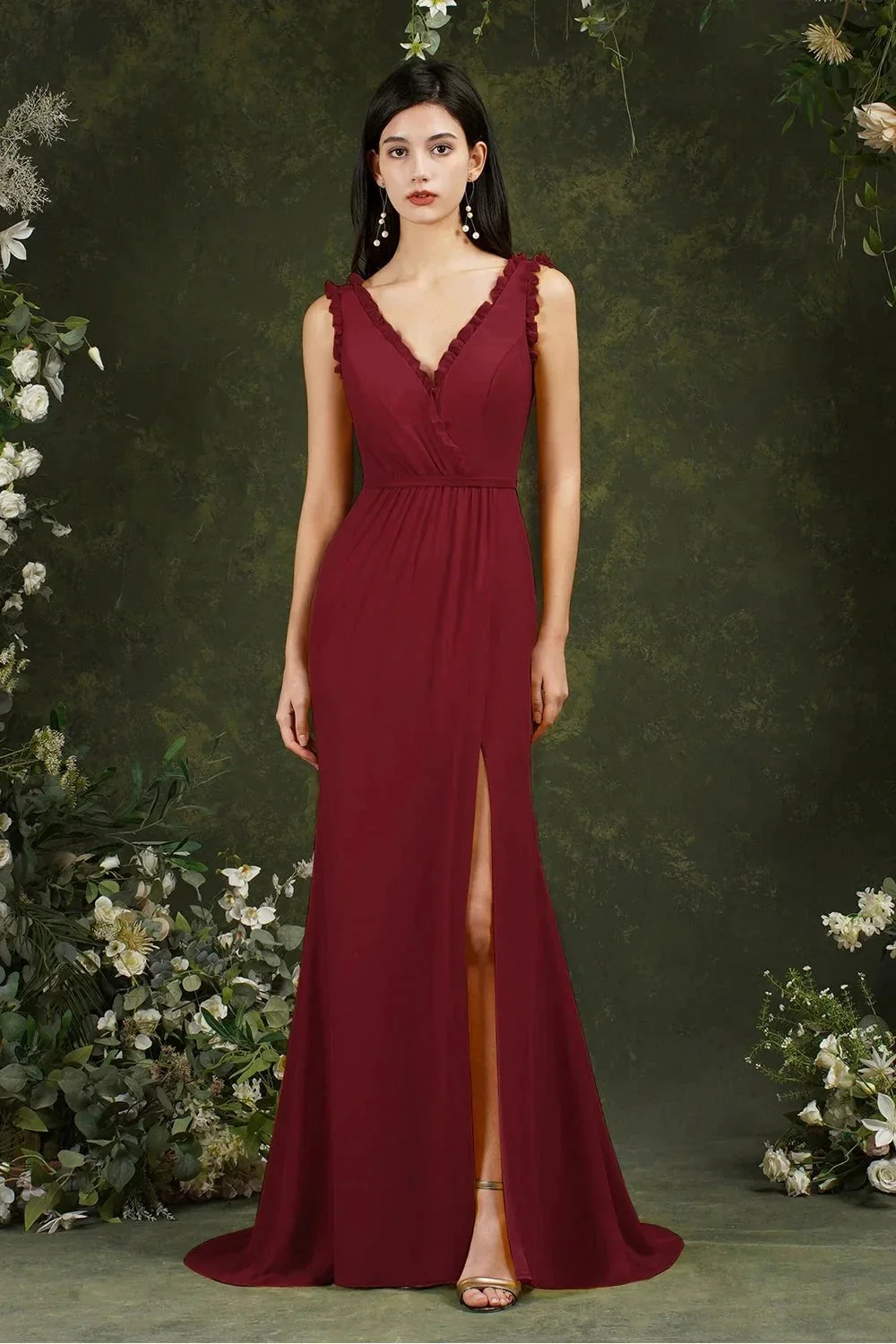 Deep V neck Sleeveless Split Front Floor-Length Prom dress - Image 4