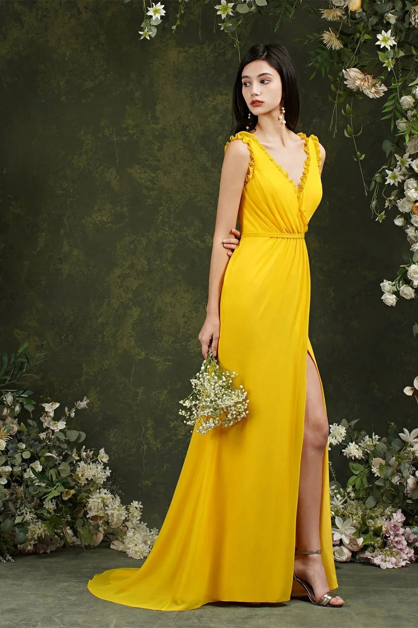 Deep V neck Sleeveless Split Front Floor-Length Prom dress - Image 6