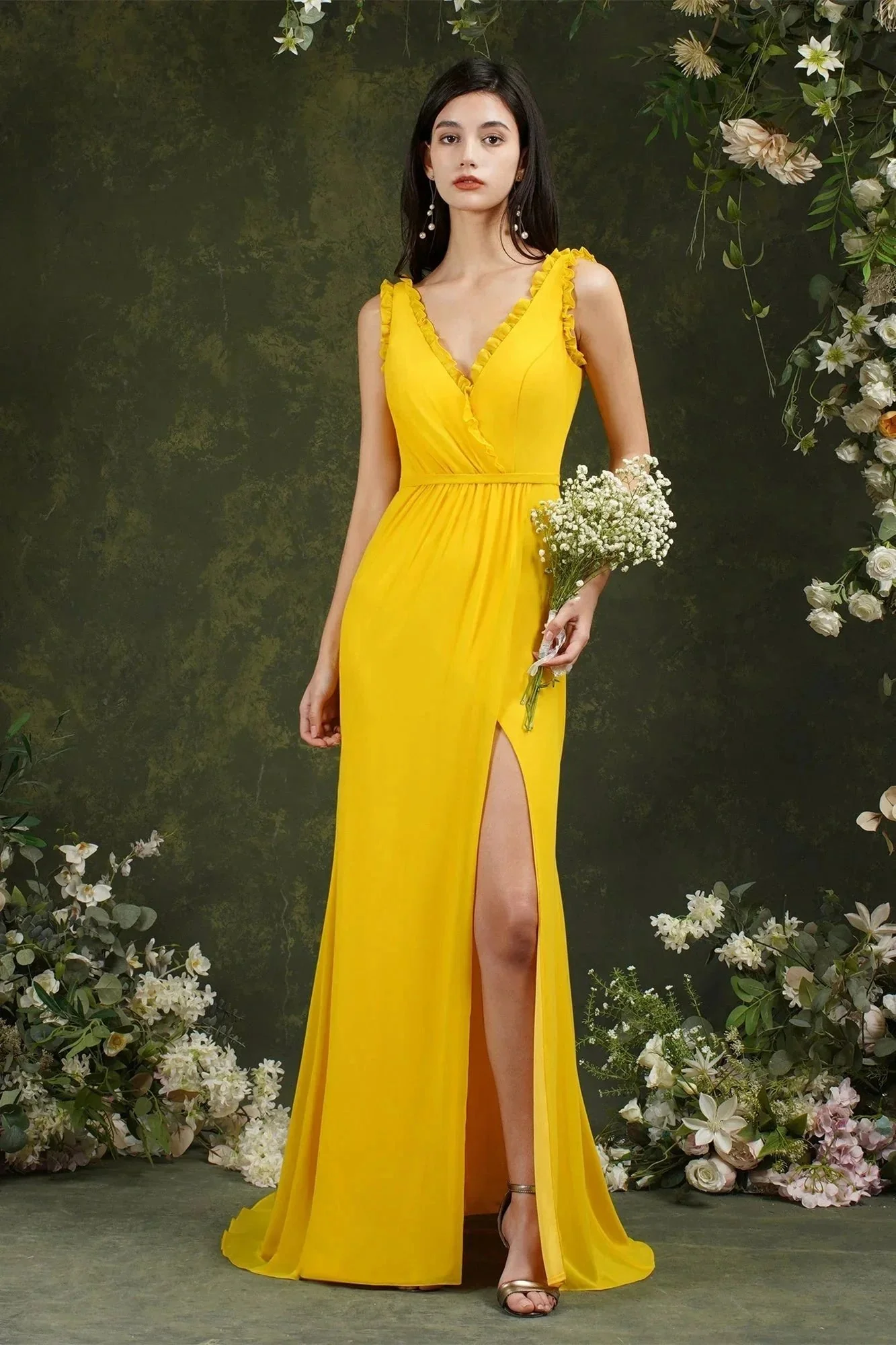 Deep V neck Sleeveless Split Front Floor-Length Prom dress - Image 8