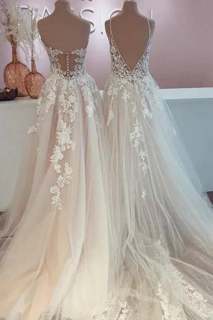 Designer Elegant A-Line Sweetheart Wedding Dresses With Lace - Image 2
