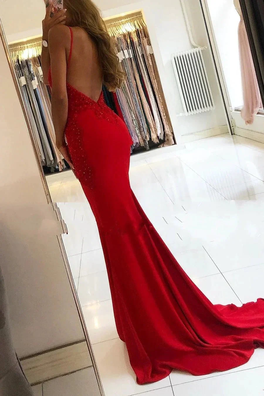 Designer Evening Dresses Long Red Prom Dresses - Image 2