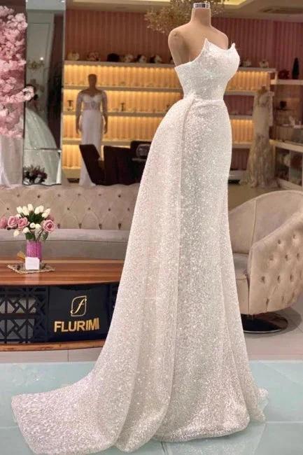 Designer Long Ivory Strapless Mermaid Prom Dresses With Glitter - Image 2