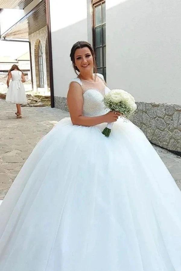 Designer Princess Long A-line Sequined Sleeveless Wedding Dresses - Image 2