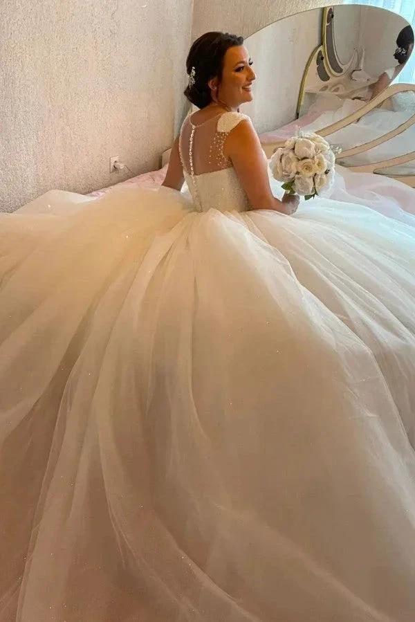 Designer Princess Long A-line Sequined Sleeveless Wedding Dresses - Image 4