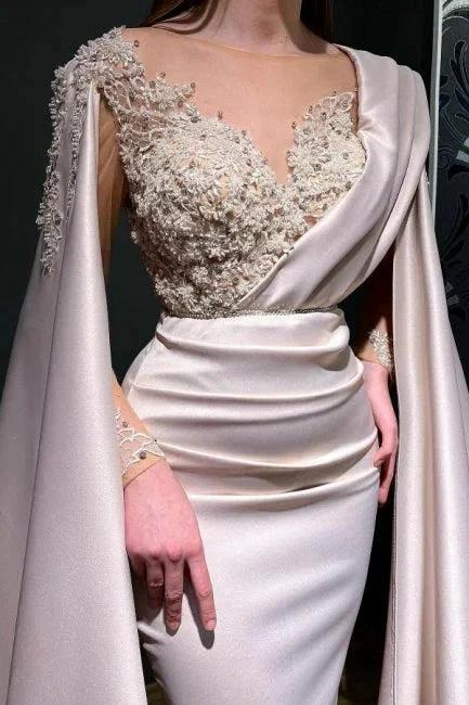 Designer Red Long Mermiad V-neck Lace Evening Dresses With Sleeves - Image 4