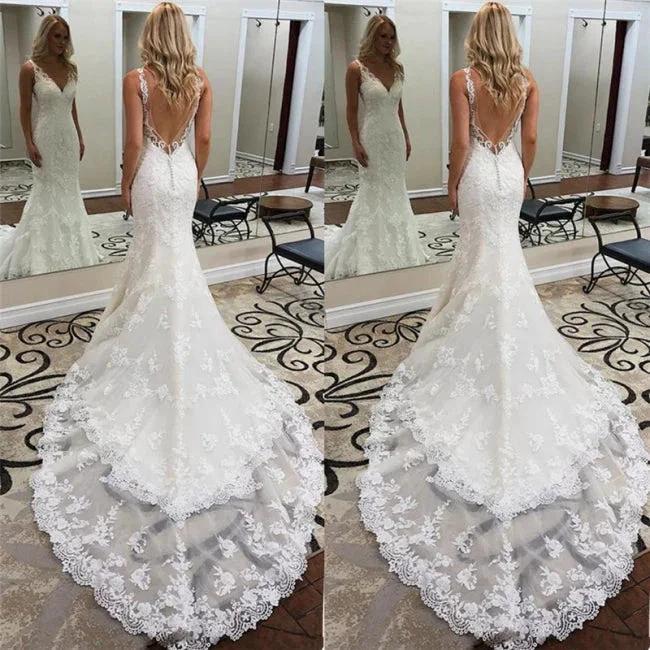 Designer wedding dress mermaid | Backless lace wedding dresses - Image 2
