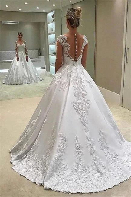 Designer Wedding Dresses with Sleeves | Lace wedding dress A-line - Image 2