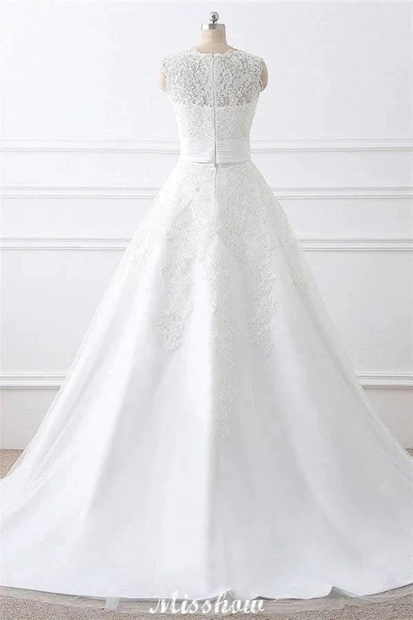 Detachable Skirt Sheath Scoop Lace Wedding Dresses - Image 6