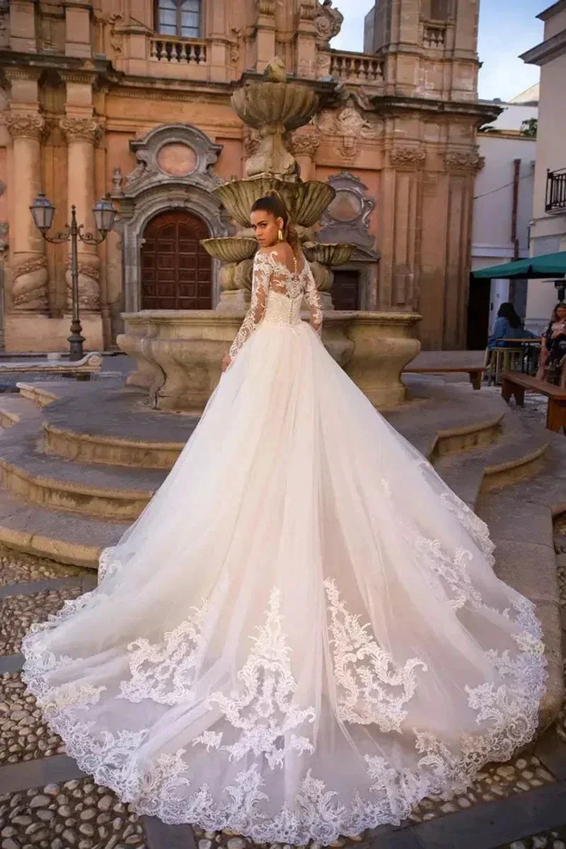 Detachable Train Mermaid Long Sleeves Wedding Dresses Lace Robe De Mariée Vestido De Noiva - Image 3
