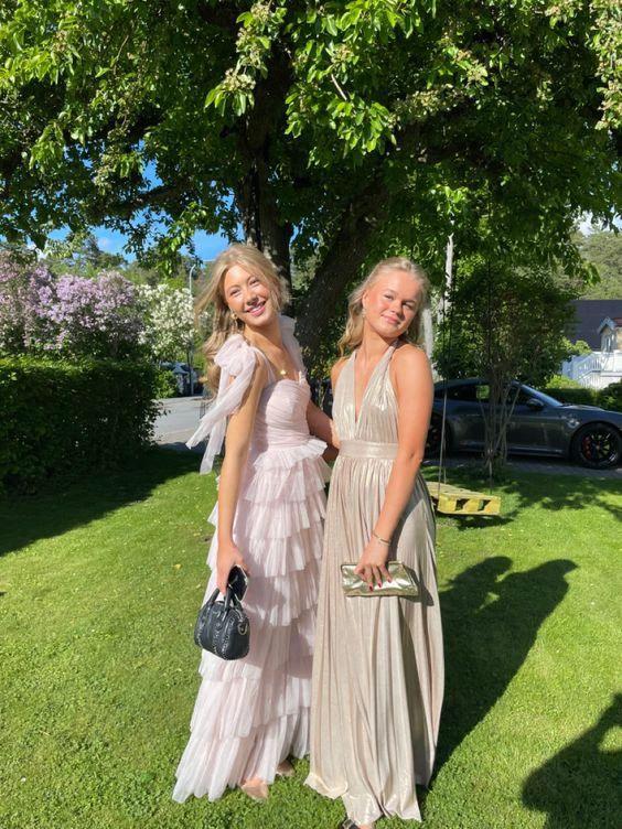 Different Styles Of Evening Dresses Halter Neckline Prom Dress Pink A-line Tulle Layered Prom Dress Y288 - Image 3