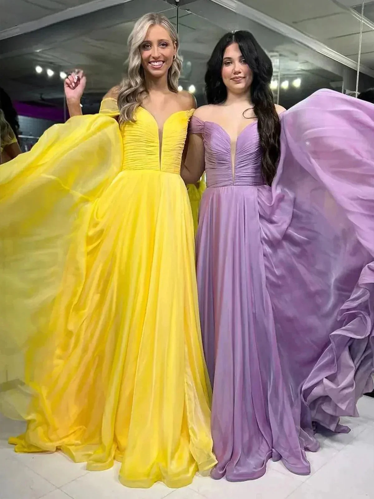 Dorita | A Line Off the Shoulder Chiffon Long Prom Dresses - Image 3
