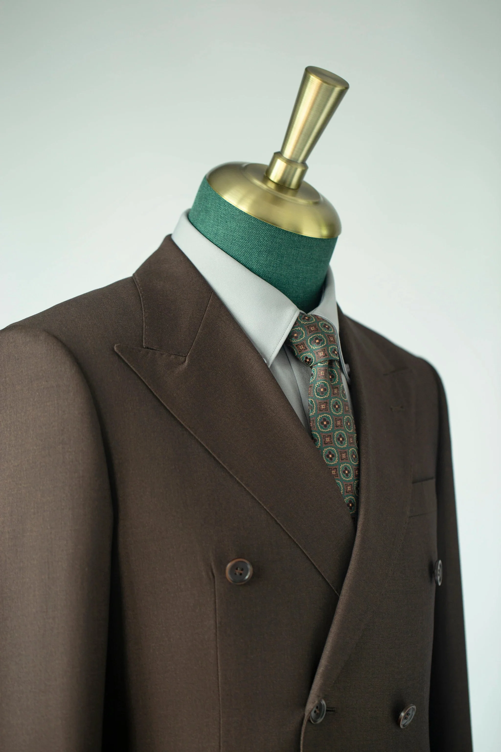 Double Breasted Dark Brown Wool Suit Tailored Formal Groom and Business - Image 2