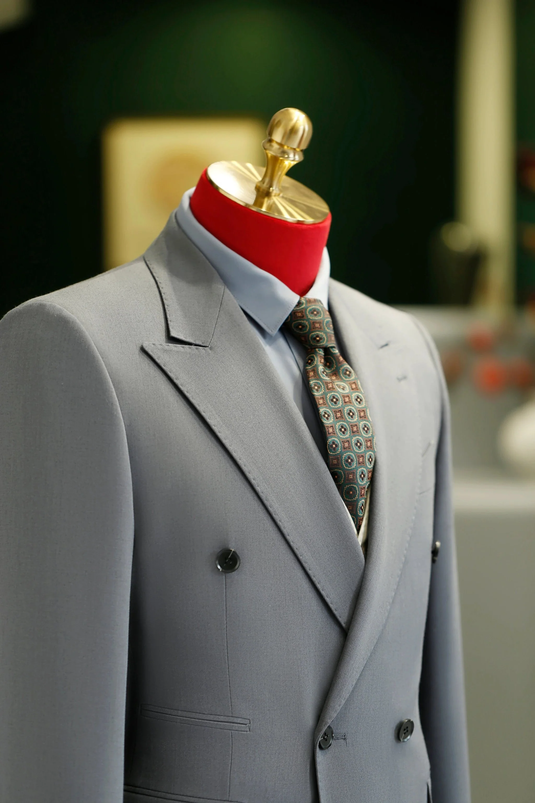 Double Breasted Light Grey Wool Suit For Groom And Business Wear - Image 3