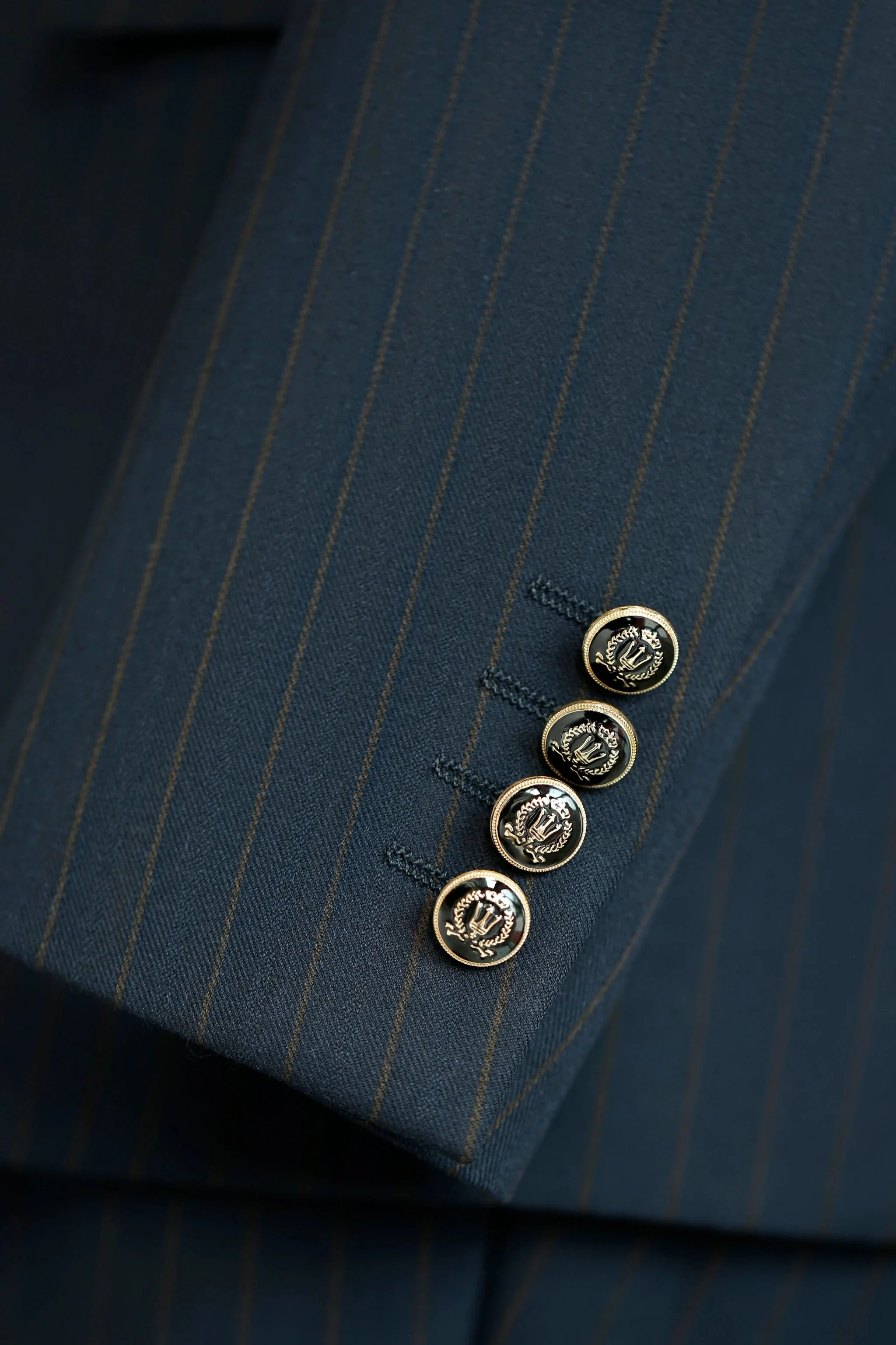 Navy Pinstripe Double Breasted Wool Suit For Groom And Business - Image 3