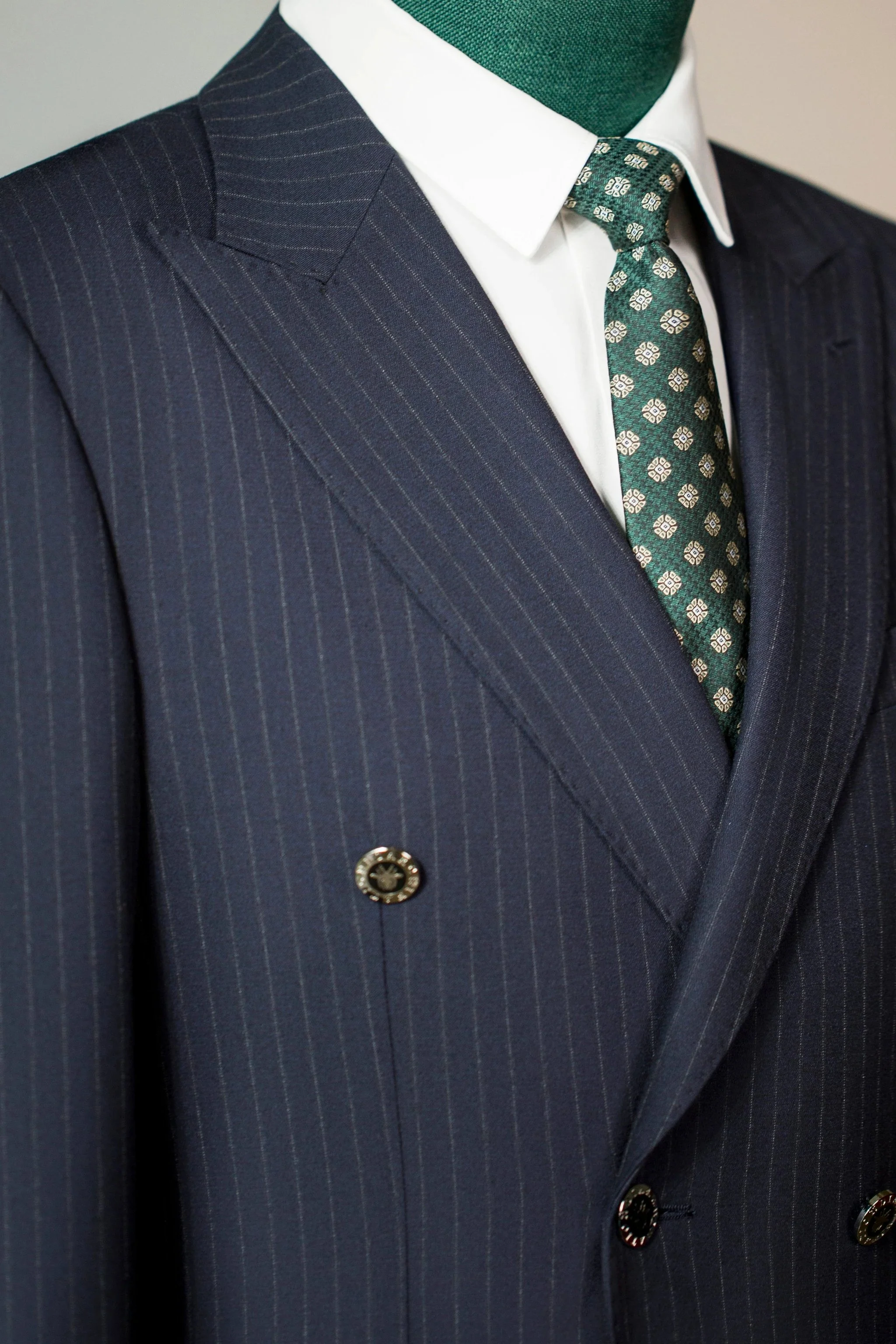 Double Breasted Pinstripe Wool Suit for Groom and Business Formal - Image 2