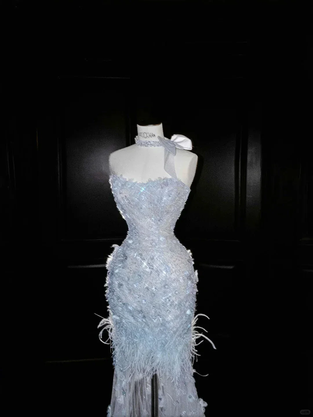 Dream Blue Tulle Beaded Appliques Long Prom Dress,Slit Mermaid Evening Dress Wedding Dress Y8668 - Image 2