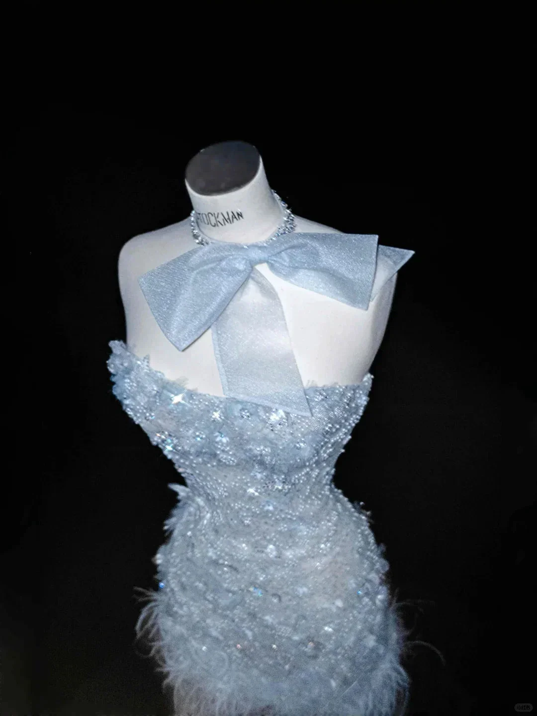 Dream Blue Tulle Beaded Appliques Long Prom Dress,Slit Mermaid Evening Dress Wedding Dress Y8668 - Image 3