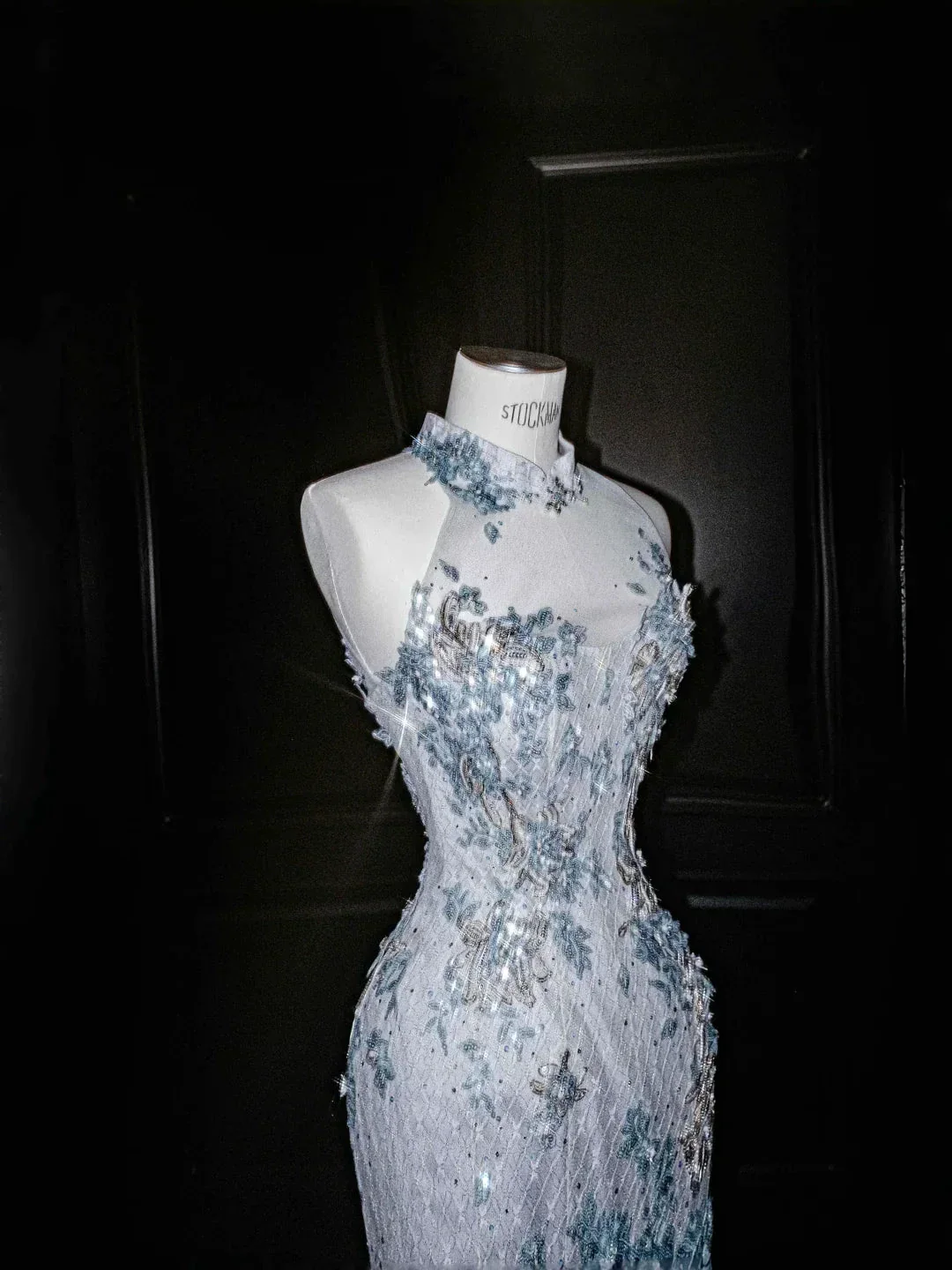 Dream Blue Tulle Sequins Appliques Mermaid Evening Dress Long Prom Dress Y8673 - Image 2