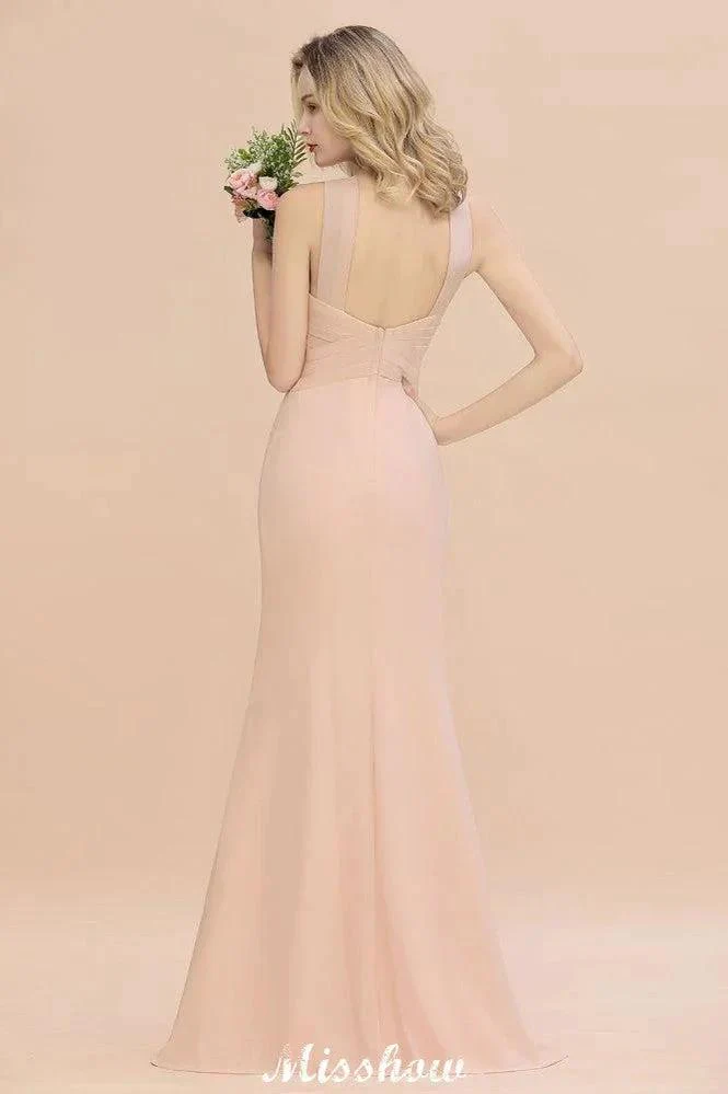 Dreamful Halter Slim Mermaid Bridesmaid Dress Floor Length Party Dress - Image 2