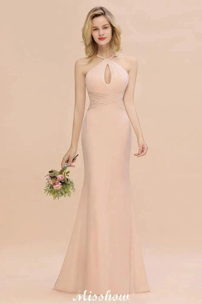 Dreamful Halter Slim Mermaid Bridesmaid Dress Floor Length Party Dress - Image 3