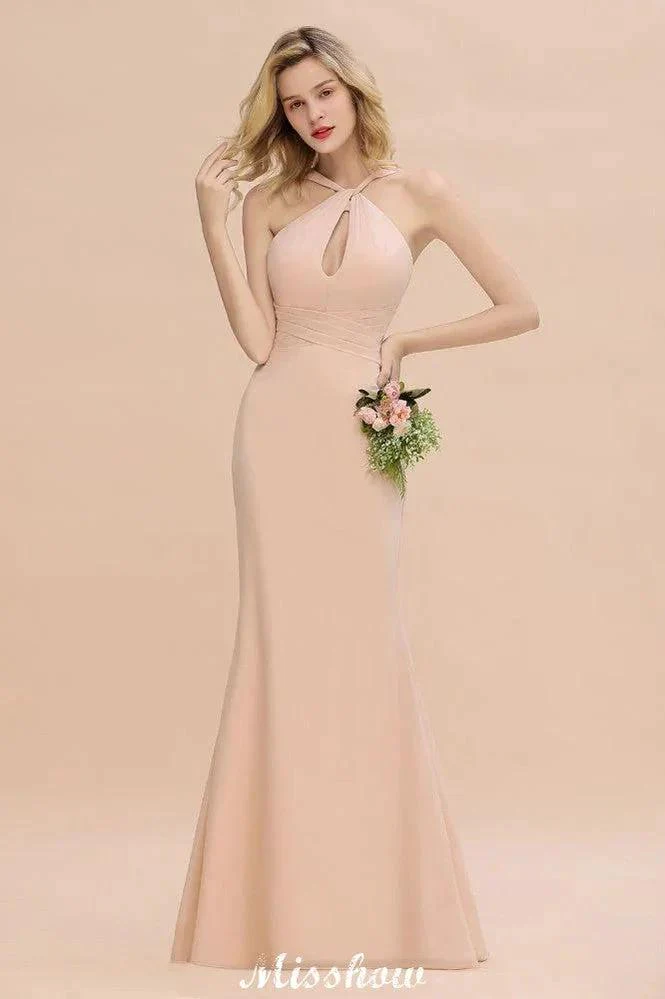 Dreamful Halter Slim Mermaid Bridesmaid Dress Floor Length Party Dress - Image 5