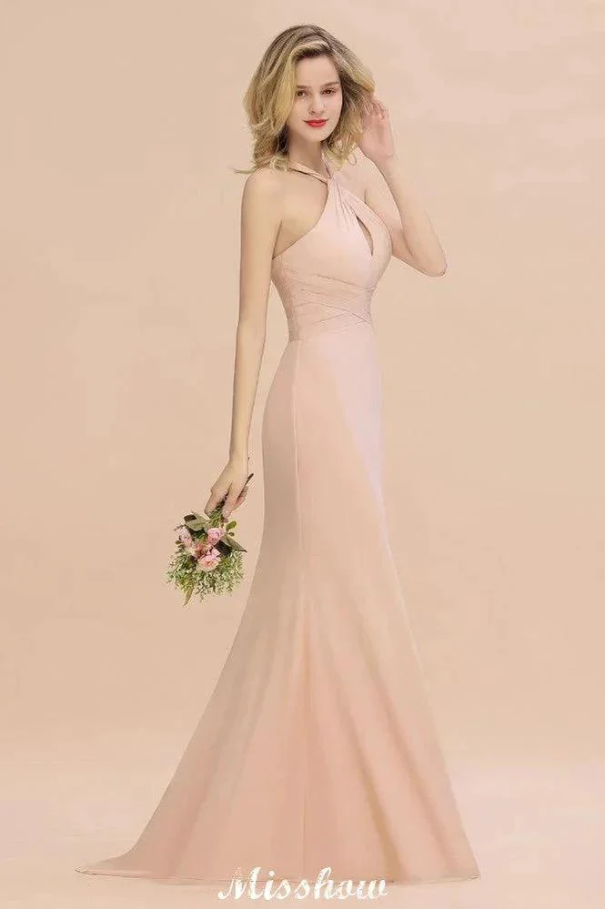 Dreamful Halter Slim Mermaid Bridesmaid Dress Floor Length Party Dress - Image 6