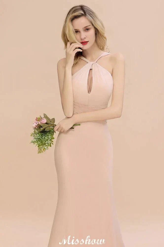 Dreamful Halter Slim Mermaid Bridesmaid Dress Floor Length Party Dress - Image 7