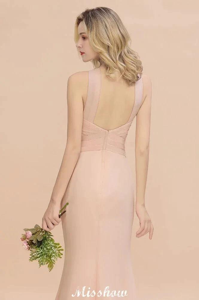 Dreamful Halter Slim Mermaid Bridesmaid Dress Floor Length Party Dress - Image 8